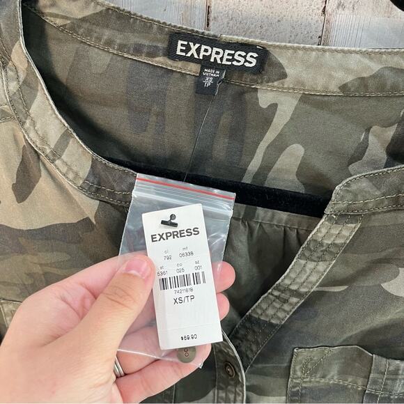 NWT Express Camouflage Camo Shirt Dress Mini - Picture 2 of 6